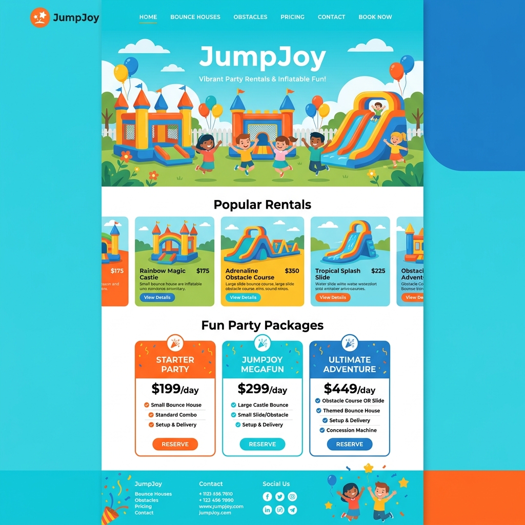 Bounce House Website Mockup